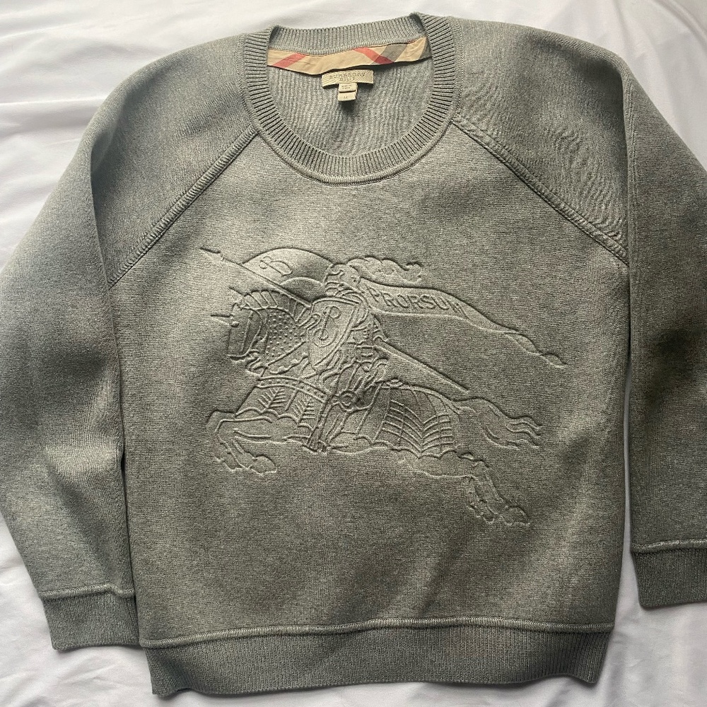 BURBERRY BRIT of London PRORSUM Horse Equestrian Knight Logo grey Sweatshirt (m)